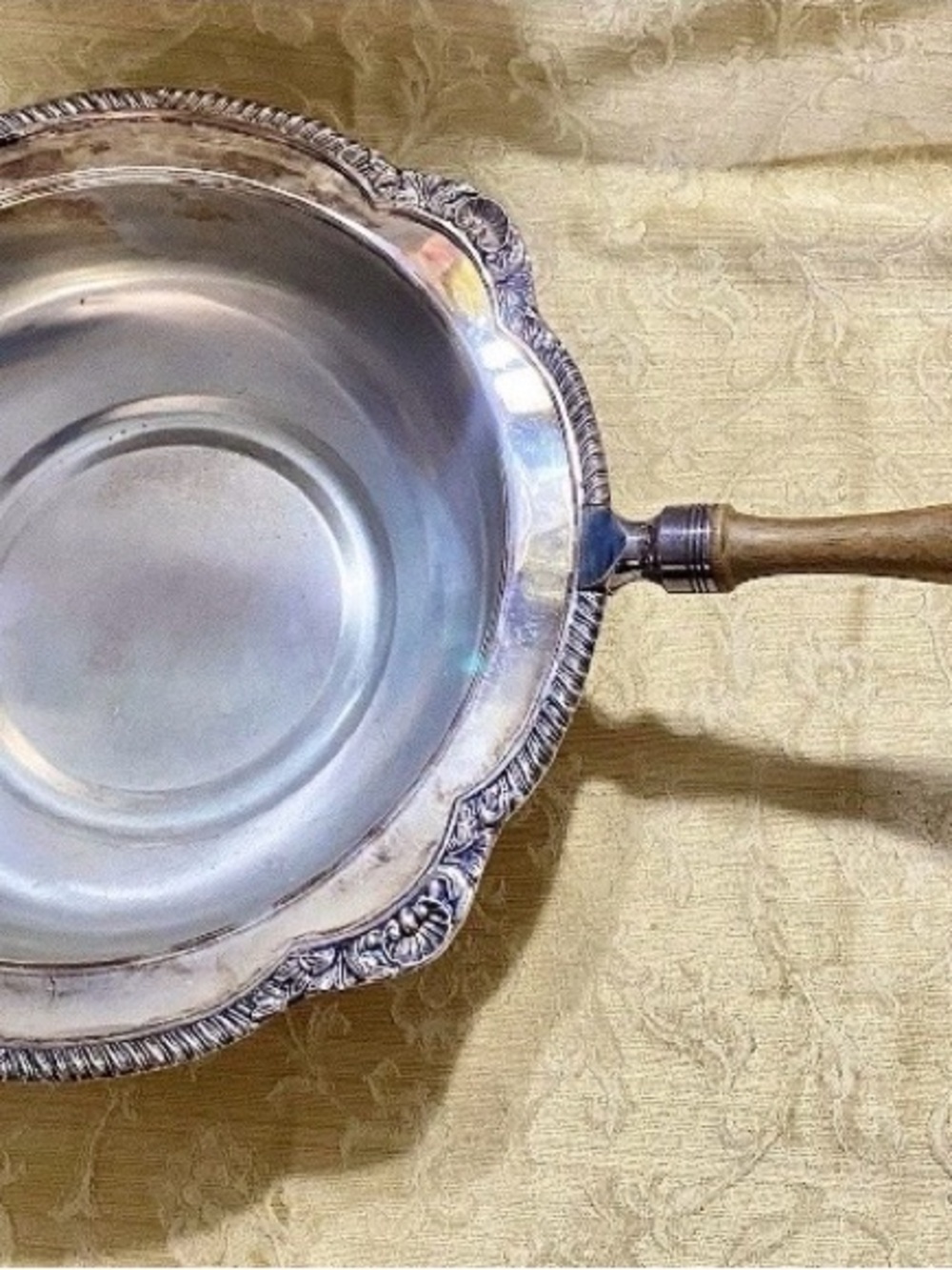 Vintage Neiman Marcus Silver-Plated  Serving Chafing Dish with  Wood Handle